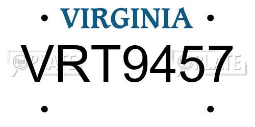 VRT9457 Virginia License Plate
