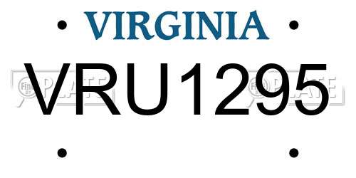 VRU1295 Virginia License Plate