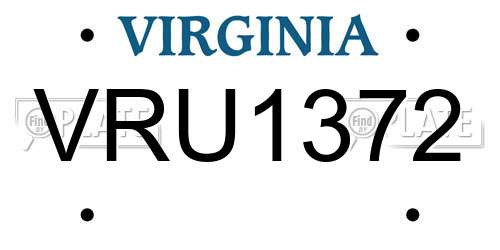 VRU1372 Virginia License Plate