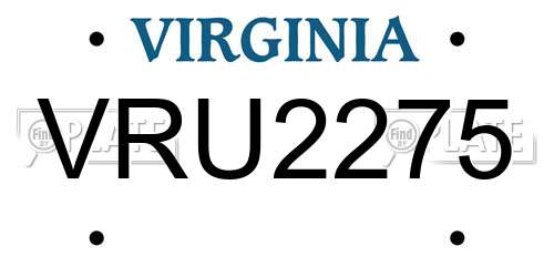 VRU2275 Virginia License Plate