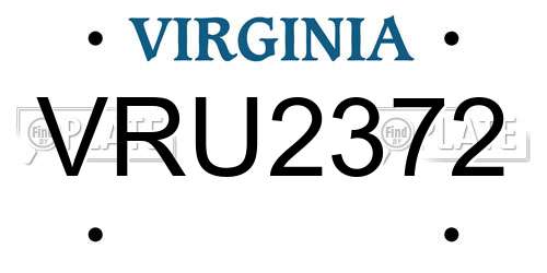 VRU2372 Virginia License Plate