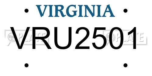 VRU2501 Virginia License Plate