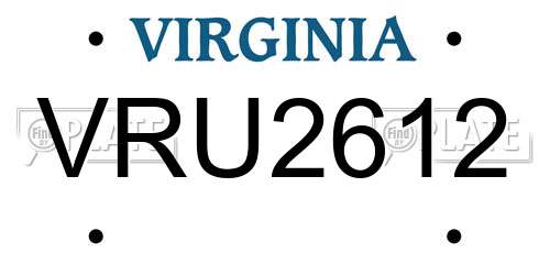 VRU2612 Virginia License Plate