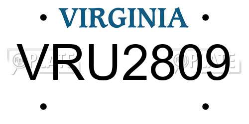 VRU2809 Virginia License Plate