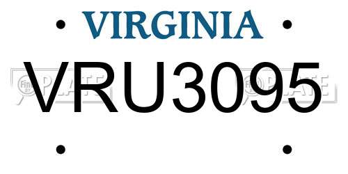 VRU3095 Virginia License Plate