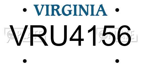 VRU4156 Virginia License Plate