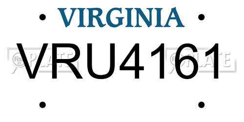 VRU4161 Virginia License Plate