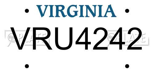 VRU4242 Virginia License Plate