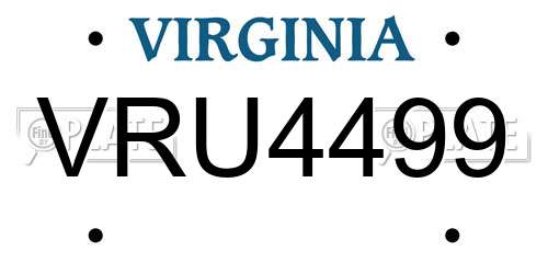 VRU4499 Virginia License Plate