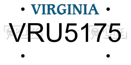 VRU5175 Virginia License Plate