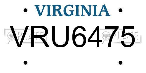 VRU6475 Virginia License Plate
