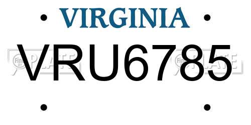 VRU6785 Virginia License Plate