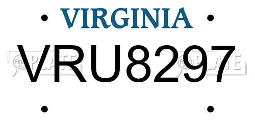VRU8297 Virginia License Plate