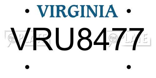 VRU8477 Virginia License Plate
