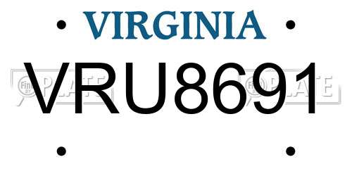 VRU8691 Virginia License Plate