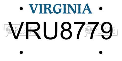 VRU8779 Virginia License Plate