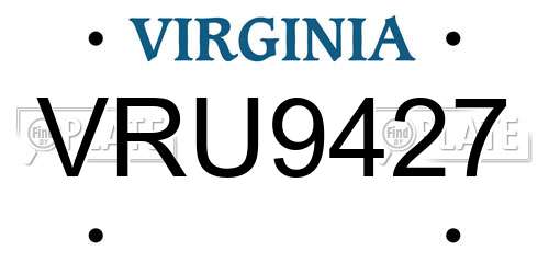 VRU9427 Virginia License Plate