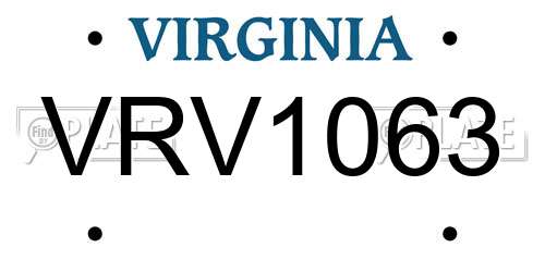VRV1063 Virginia License Plate