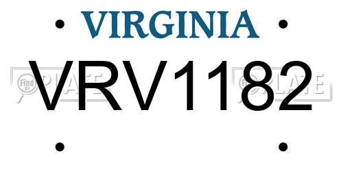 VRV1182 Virginia License Plate