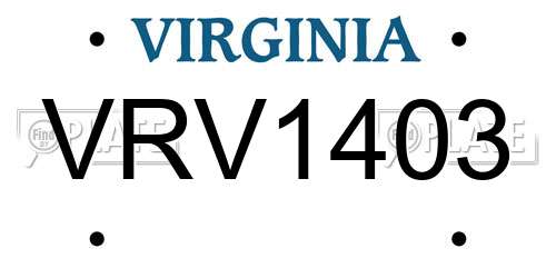 VRV1403 Virginia License Plate