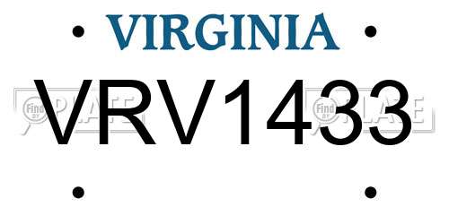 VRV1433 Virginia License Plate