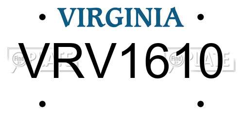 VRV1610 Virginia License Plate