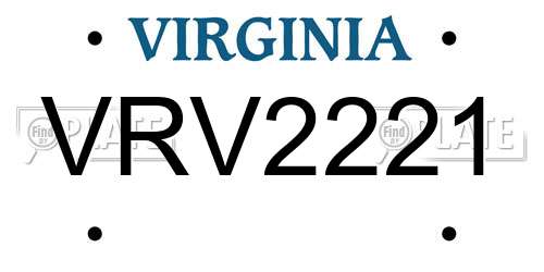 VRV2221 Virginia License Plate