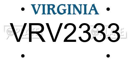 VRV2333 Virginia License Plate