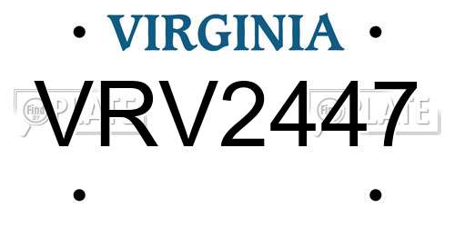 VRV2447 Virginia License Plate