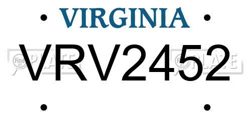 VRV2452 Virginia License Plate