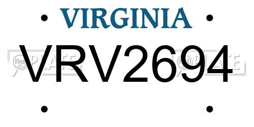 VRV2694 Virginia License Plate