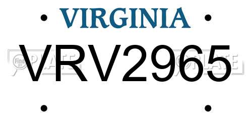 VRV2965 Virginia License Plate