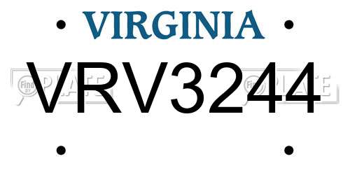 VRV3244 Virginia License Plate