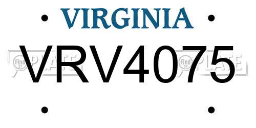 VRV4075 Virginia License Plate