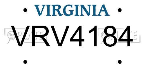 VRV4184 Virginia License Plate
