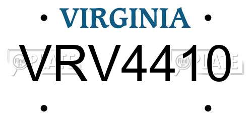 VRV4410 Virginia License Plate