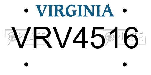 VRV4516 Virginia License Plate