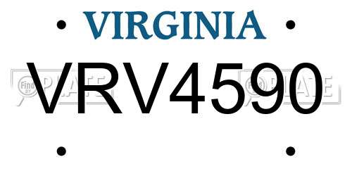 VRV4590 Virginia License Plate