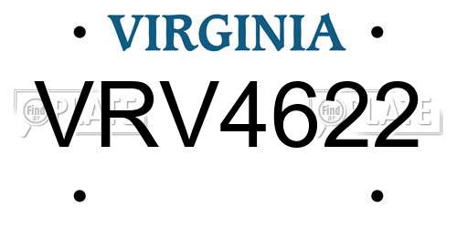 VRV4622 Virginia License Plate