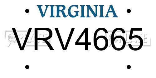 VRV4665 Virginia License Plate