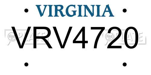 VRV4720 Virginia License Plate