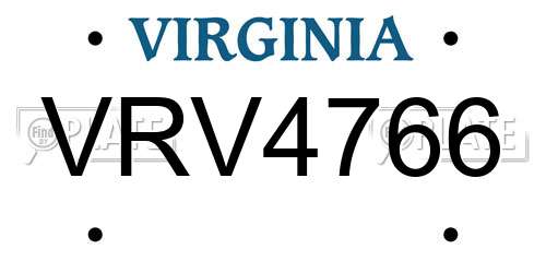 VRV4766 Virginia License Plate