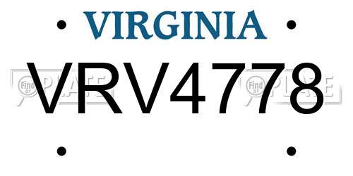 VRV4778 Virginia License Plate