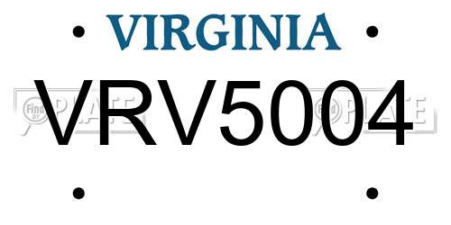 VRV5004 Virginia License Plate