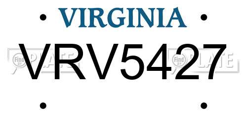 VRV5427 Virginia License Plate