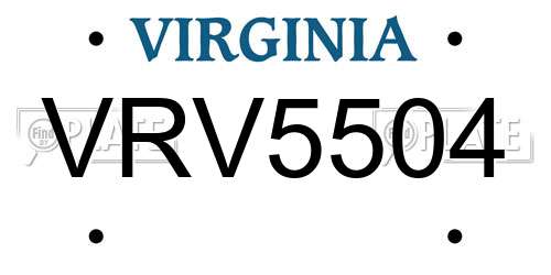 VRV5504 Virginia License Plate