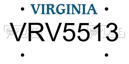VRV5513 Virginia License Plate