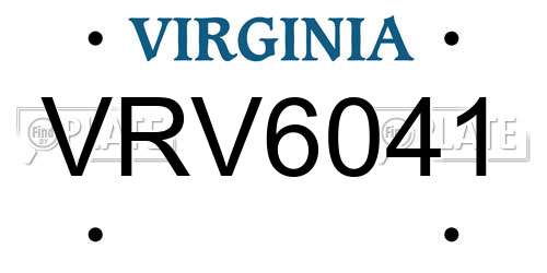 VRV6041 Virginia License Plate