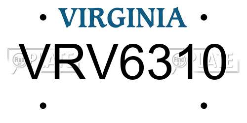 VRV6310 Virginia License Plate