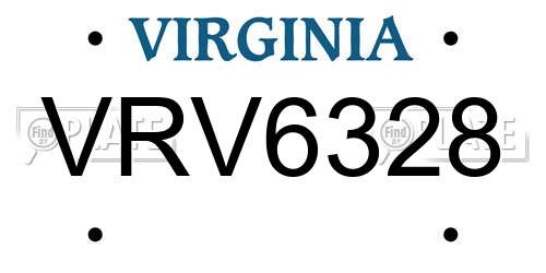 VRV6328 Virginia License Plate